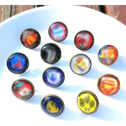 FIMAODZ Fashion Football Team Logo Brooch Pin 22mm Glass Cabochon Soccer Club Badge For Men Women Fans Jewelry Gift
