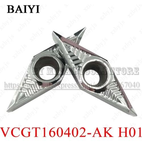 10pcs VCGT160402-AK H01 aluminum inserts CNC cutter lathe tools Carbide VCGT inserts For aluminum processing Cutting blade