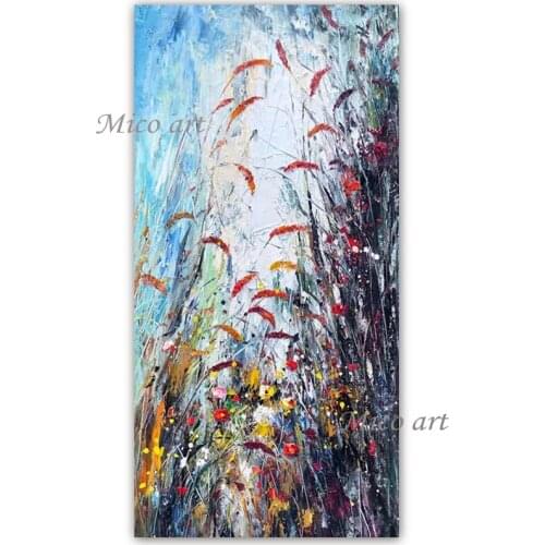 100% hand painted palette knife flower oil painting scenery canvas wall art picture artwork for living room white flower