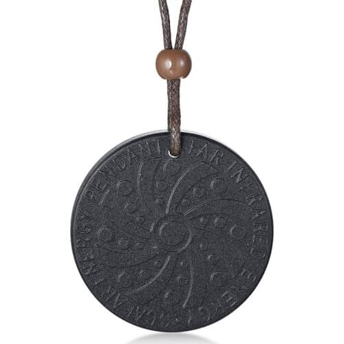 2021 Trendy And Europe and America Black Round Volcanic Stone Creative And Personalized Pendant Necklace Suitable For Men