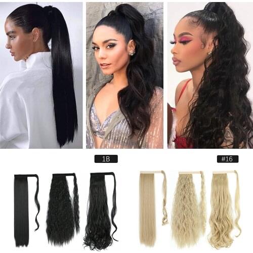 3Pcs/Lot 24 Inch Poytail Hair Extensions 1Pcs Straight Style 1Pcs Corn Wave 1Pcs Body Wave Clip In Ponytails Wrap Around Hair