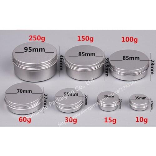 500pcs 60g Aluminum Cream Jar Pot Nail Art Makeup Lip Gloss Empty Cosmetic Metal Tin Containers