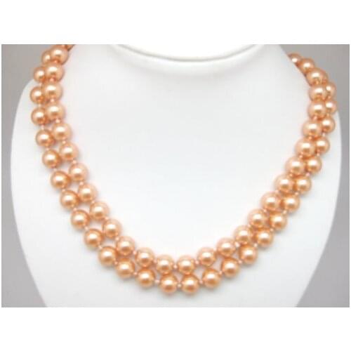 Free Shipping Pretty Orange Simulated-pearl Shell Round Beads Necklace For Women High Quality Jewelry Making 17inch F314PE
