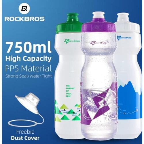 ROCKBROS Bicycle Water Bottle 750 ML MTB Road Bike Portable Kettle Plastic Drinkware Water Bottle For Cycling Outdoor Sports