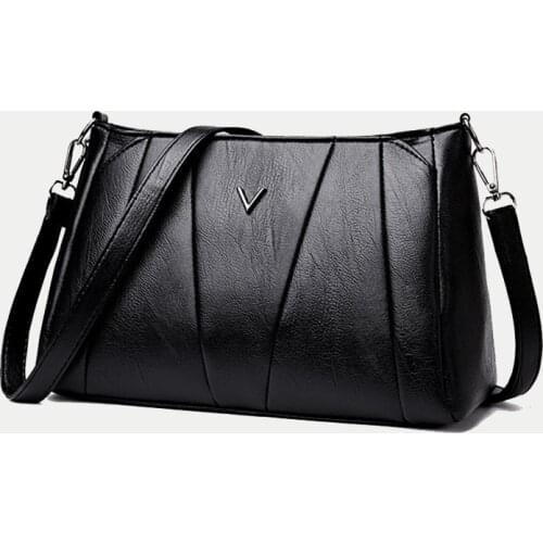 Black Womens Shoulder Bag Clutch Ladies Flap Bags Handbag Purse Soft PU Leather Crossbody Bags 2021 Sac A Main