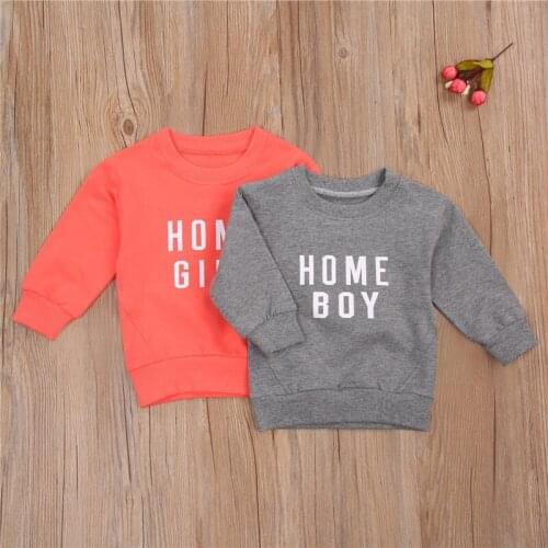 Childrens Pullover Tops Cute Letter Printed Round Neck Long Sleeve Hoodies for Boys Girls 0-5T