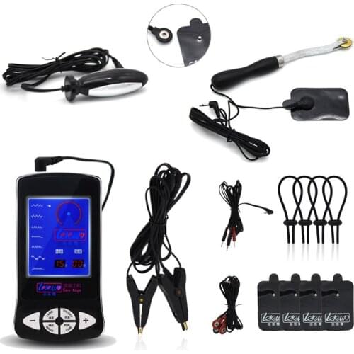 Electro Shock Pulse Medical Penis Rings Anal Vagina Plug Prostate Massage BDSM E-stim Nipple Clamp Pads Penis Rings Sex Toys