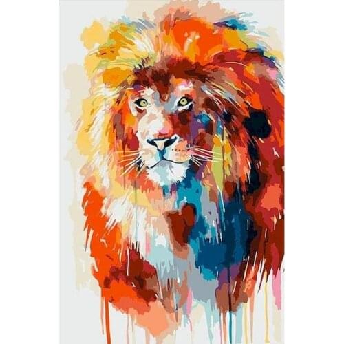 Oil Painting By Numbers Lion On Canvas With Framed DIY Kits Handmade Coloring Drawing Picture By Number Home Decoration Wall Art