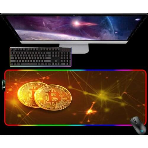 Bitcoin RGB Xxl Mouse Pad Kawaii Anime Mouse Mats Backlit Mat Mause Pad Gamer Keyboards Computer Peripherals Non-slip Mausepad