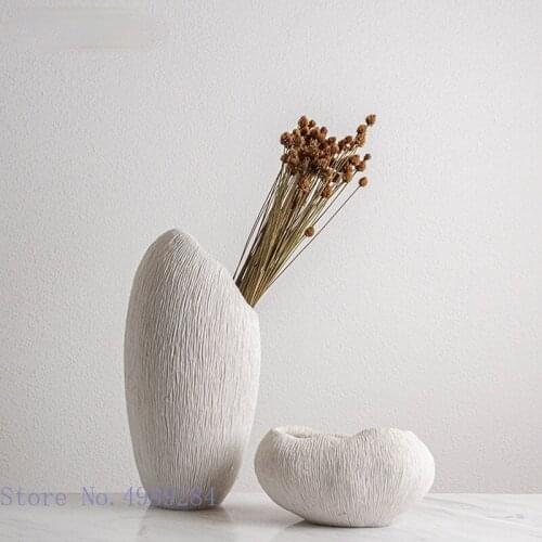 Creative Resin Flower Vase Coral Texture Tray Irregular Black and White Resin Crafts Furnishings Modern Home Decoration