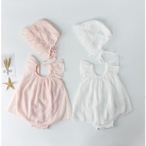 Newborn Baby Girls Summer Clothes Baptism Birthday Cap+Bodysuit Infant Girls Clothing 0-24M Girls Baby Outfits Cute Girl Outfits