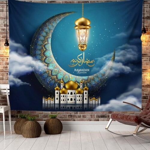 2021 Hot Background Cloth Wall Muslim Ramadan festival Decoration Moon Hanging Tapestry Home Mural Beach Towel Ramadan Tapestry