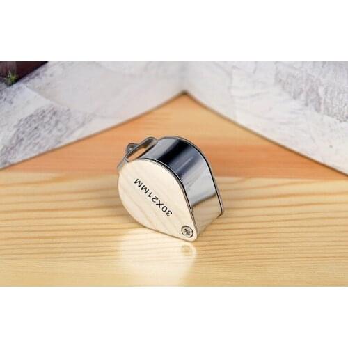 10PC 30x21mm Magnifying Glass Jewelry Magnifier Pocket Loupe with All-metal Shell and Glass Lens Great Christmas Gift
