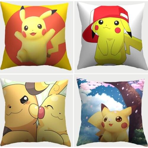 TAKARA TOMY Cushion Cover 45x45cm Pokemon Pikachu Pillowcase Cartoon Print Pillow Cases Car Cushion Sofa Car Home Gifts