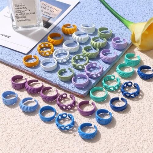 IFMIA 2021 New Trendy Colorful Dripping oil Geometric Rings Hand-painted Irregular Open Rings for Women Party Jewelry