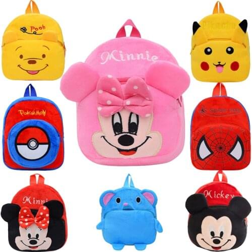Stitch disney toys Plush Backpack Mickey Mouse Minnie Winnie the Pooh The Avengers Figures Childrens Kindergarten school bag