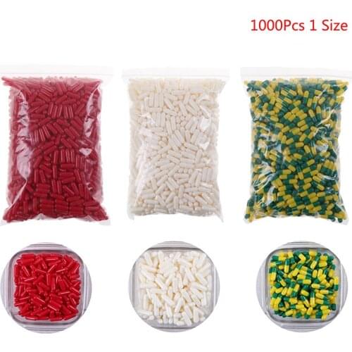 Wholesale 1000Pcs Empty Hard Vacant Gelatin Capsule Size 1# Gel Medicine Pill Vitamin