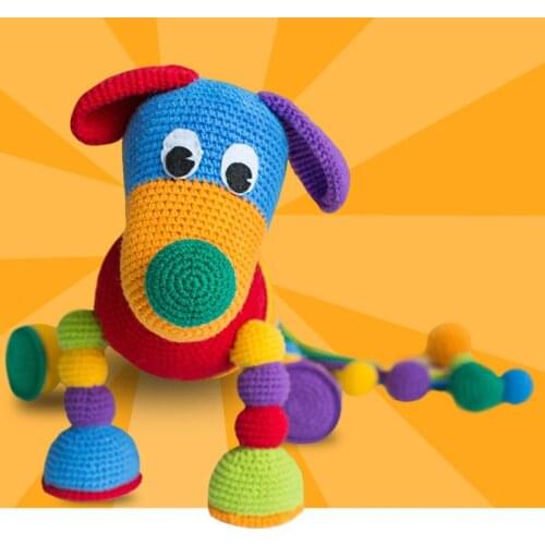 Rainbow Dog Telescopic Doll Childrens Baby DIY Wool Woven Material Package Crochet Braids Knitting Kit for Beginners
