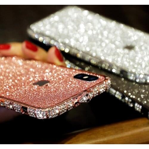 Luxury Rhinesone Metal Bumper Case For Iphone 12 11pro Max Xs Max Xr 7 8plus Glitter Bling Diamond Crystal Jewelled Frame Cover