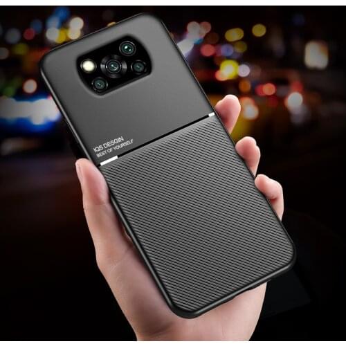 Luxury Ultra-thin Business Shockproof Leather Fringe Texture Car Magnetic Phone Case For Xiaomi Poco X3 NFC Pro TPU Back Cover