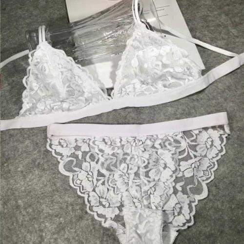 Sexy Bra Set Transparent Thin Cup Bra Ultra-Thin Underwear Women Lace Bralette Wireless Lingerie set Soutien Gorge BH