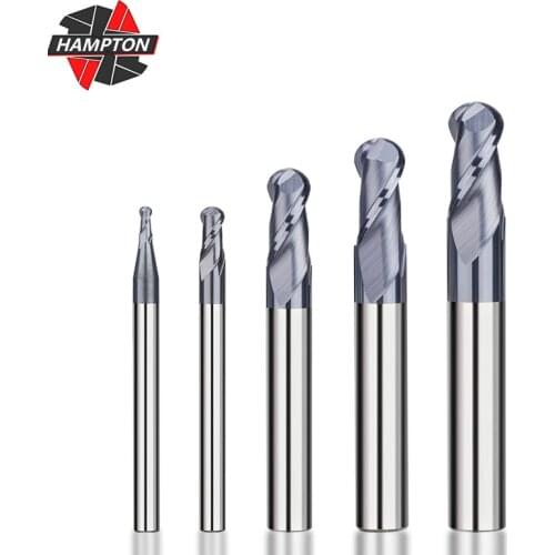 2 Flute Ball Nose End Mills Black Coated Tungsten Carbide End Mill HRC 55 CNC Router Bits 35 Degree Sprial Milling Cutter