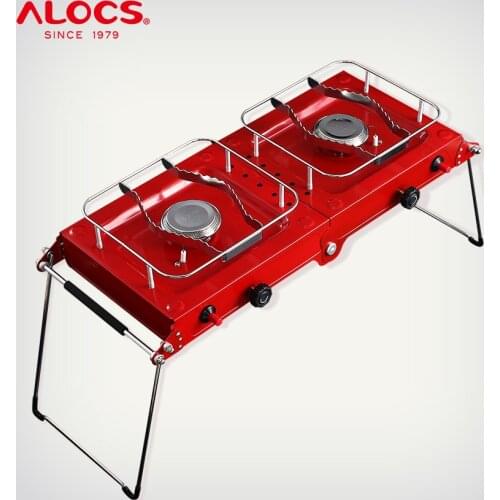 ALOCS CS-G06 Compact Foldable Portable 3000W Camping Cooking Double Gas Stove Burner for Outdoor Backpacking Camping Furnace