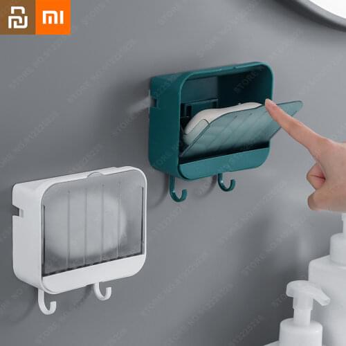 Xiaomi Clamshell Soap Box Wall-mounted Drain Without Perforation Toilet with Lid Bathroom Storage Box Space-saving Shelf Tools