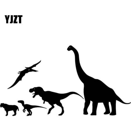 YJZT 18.2CM*9.9CM Clusters Of Dinosaurs Car Sticker Decoration Car Door Vinyl Decal Black/Silver C4-2150