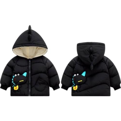 Winter thick warm jacket Baby boys girls hooded 2-7Y little kids fleece lining down-cotton padded fashion windbreaker toddler
