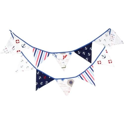 1pcs 3.2M Children Birthday Party Sailor Theme Decorate Cotton Bunting Banners Baby Shower Party Decor Pennant Home Decor Flags
