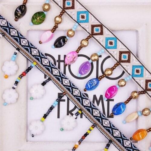 1Yards/Lot Ethnic Tassel Embroidery Lace Trim Width 4cm Boho Handmade Sewing Clothes Accessories Fabric Lace Ribbon trimmings
