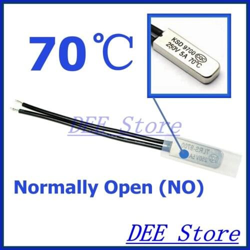 10Pcs/lot 70C Degree Celsius / 158F NO Normal Open Thermal Protector Sensor Thermostat temperature control fuse switch 250V 5A