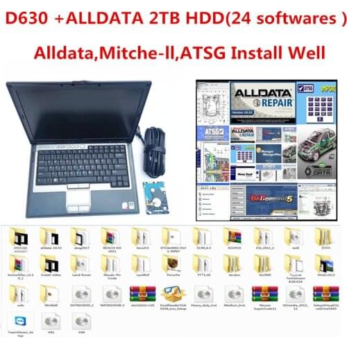 2021 hot D-ell D630 laptop 24 softwares in 2TB HDD All data Auto Repair Software Alldata V10.53 m..chell OD5 Atsg ready to use