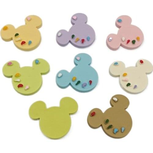 50Pcs Mouse Palette Cute Brush Flat Back Resin Cabochon Scrap Booking Craft Embellishments DIY Jewelry Making Accessories