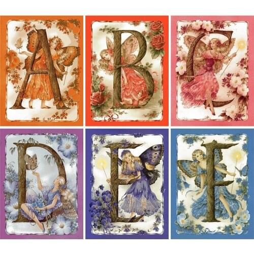 5D DIY Diamond Painting Cartoon Fairy Letter Name Landscape Mosaic Art Full Square Round Cross Stitch Embroidery Home Decor Gift