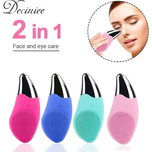 6 modes Electric Facial Cleansing Brush 2 In 1 Silicone Massage Brush Chargeable Face Body Cleaner Deep Face Skin Cleaning Tool