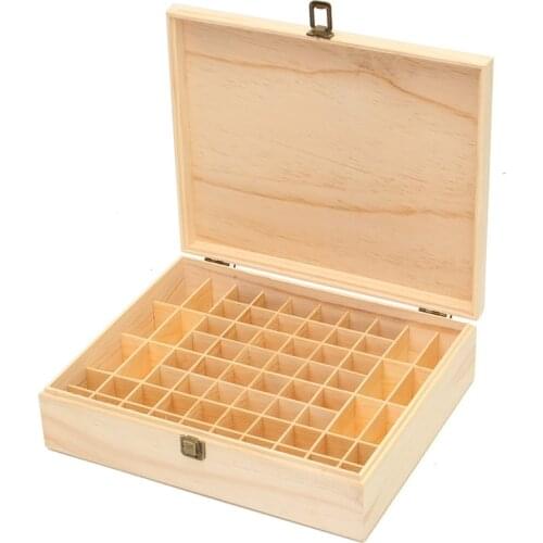 64 Slots Essential Oil Bottle Storage Box Wooden Aromatherapy Bottles Single-layer Essential Oil Organizer Jewelry Treasure Case