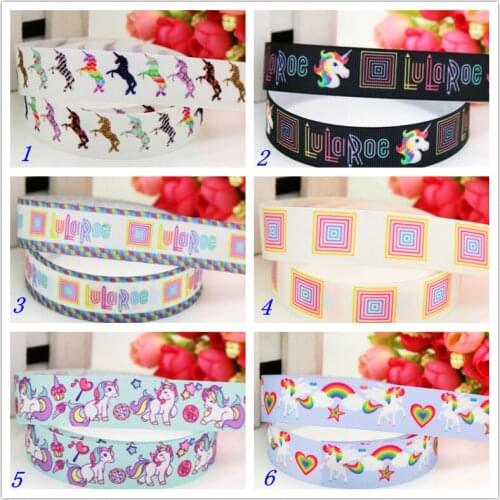 7/8'' Free shipping LuLaRoe unicorn horse printed grosgrain ribbon hairbow headwear party decoration diy wholesale OEM 22mm D453