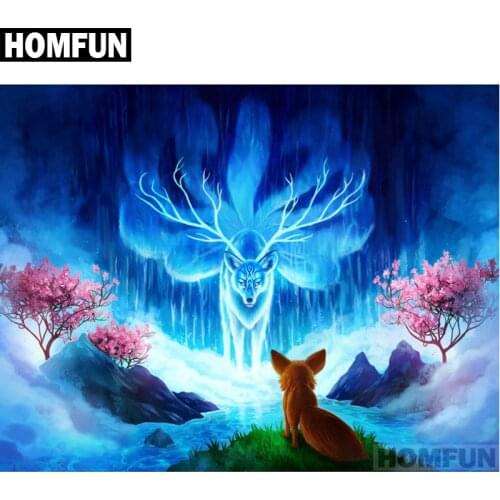 HOMFUN Full Square/Round Drill 5D DIY Diamond Painting "Animal fox" Embroidery Cross Stitch 5D Home Decor Gift A01182