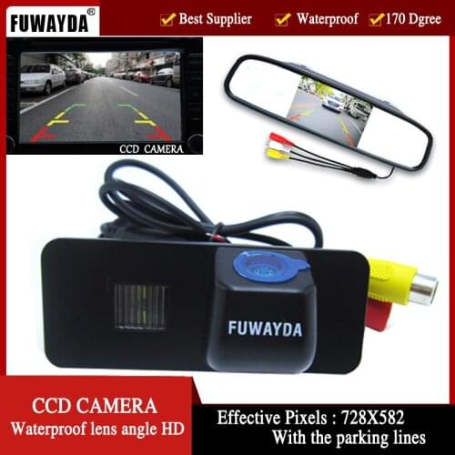 FUWAYDA Video Auto Parking Monitor LED Night Vision CCD Car Rear View Camera With 4.3 inch Car Rear view Mirror Monitor FOR VW