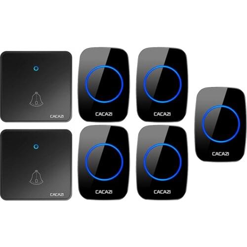 CACAZI Wireless Doorbell Waterproof 300M Remote Night Light Receiver 2032 Battery Transmitter Smart House Electronic Bell 220V