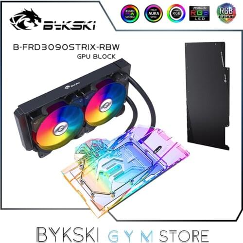 Bykski Video Card AIO Cooler Block, Used For Asus ROG Strix RTX 3080 3090, Graphics GPU Water Cooling Kit, B-FRD3090STRIX-RBW