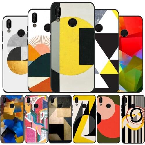 Splicing art black Silicone soft Phone Case for huawei P40 P30 P20 P10 Pro P9 Lite Psmart 2019 Y6 Y9 cover