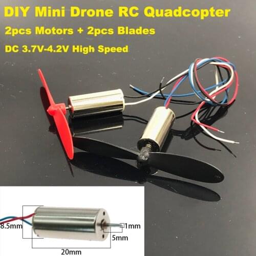 2PCS 8.5mm*20mm Engine+blades Propeller 3.7V 4.2V 50000RPM High Speed Mini Coreless Motor for RC Drone Toy Quadcopter DIY