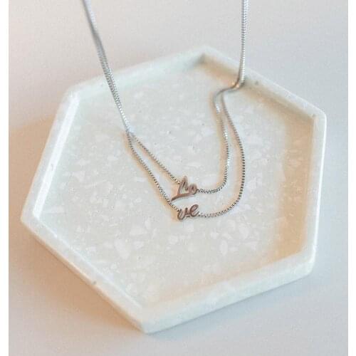 Mavis Hare Stainless Steel Double Layer Love Heart Necklace with Box Chain as Woman Girl Valentines Day Gift