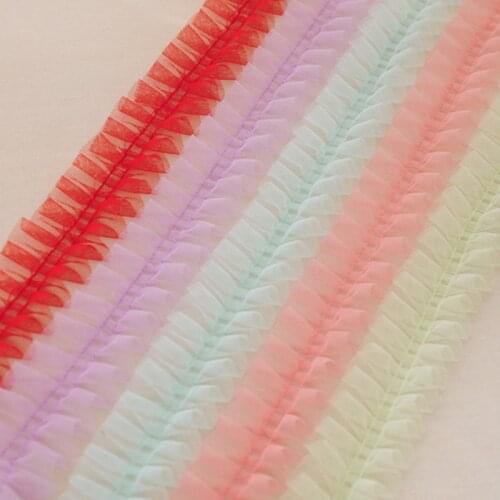 1M Elastic Pleated Mesh Lace Fabric 5cm Lace Ribbon DIY Sewing Curtain Guipure Trim para costura dentelle koronka encaje R1
