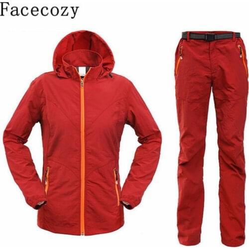 Facecozy Women Summer Outdoor Fishing UV Shirt+Pant/Set Quick Dry Camping&Hiking Shirts Long Sleeve Hunting Clothes Plus Size