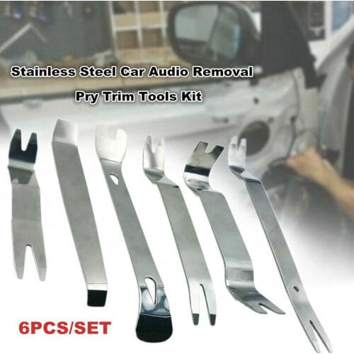 6PCS/Set Stainless Steel Car Audio Removal Pry Tool Door Clip Panel Dash Radio Car Disassembly Tool
