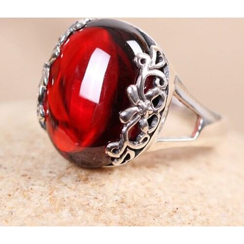 MOONROCY Silver Color Vintage Opal Rings Red Green Yellow Ring Party Jewelry Wholesale for Women Girls Gift Dropshipping